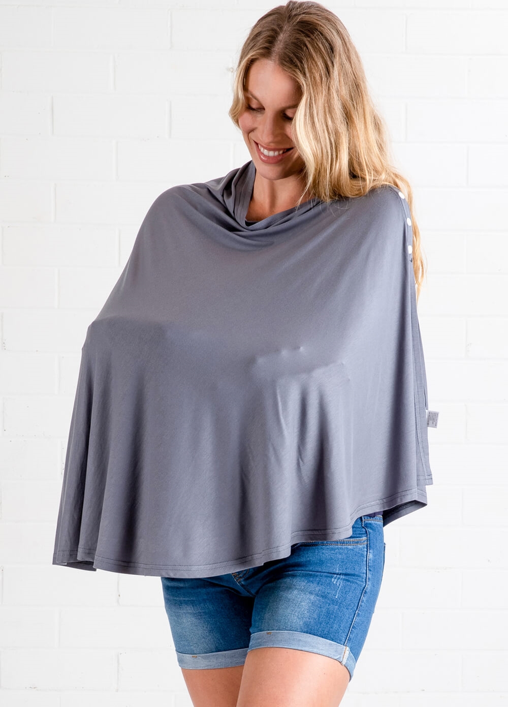 Lait & Co - Memoire Nursing Cover Shawl in Charcoal | Queen Bee