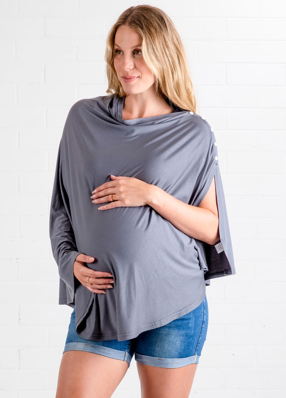 Lait & Co - Memoire Nursing Cover Shawl in Charcoal | Queen Bee