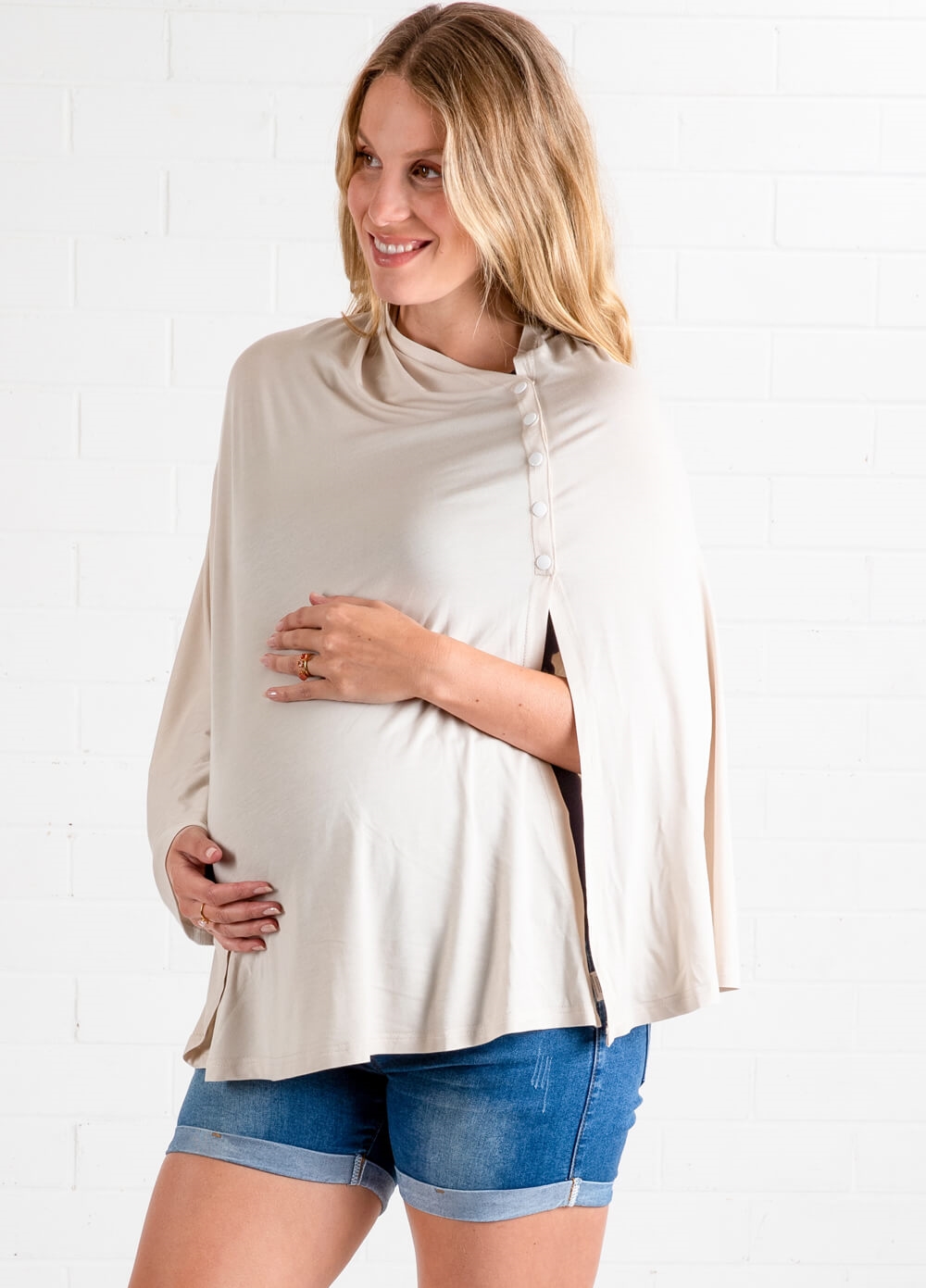 Lait & Co - Memoire Nursing Cover Shawl in Ivory | Queen Bee