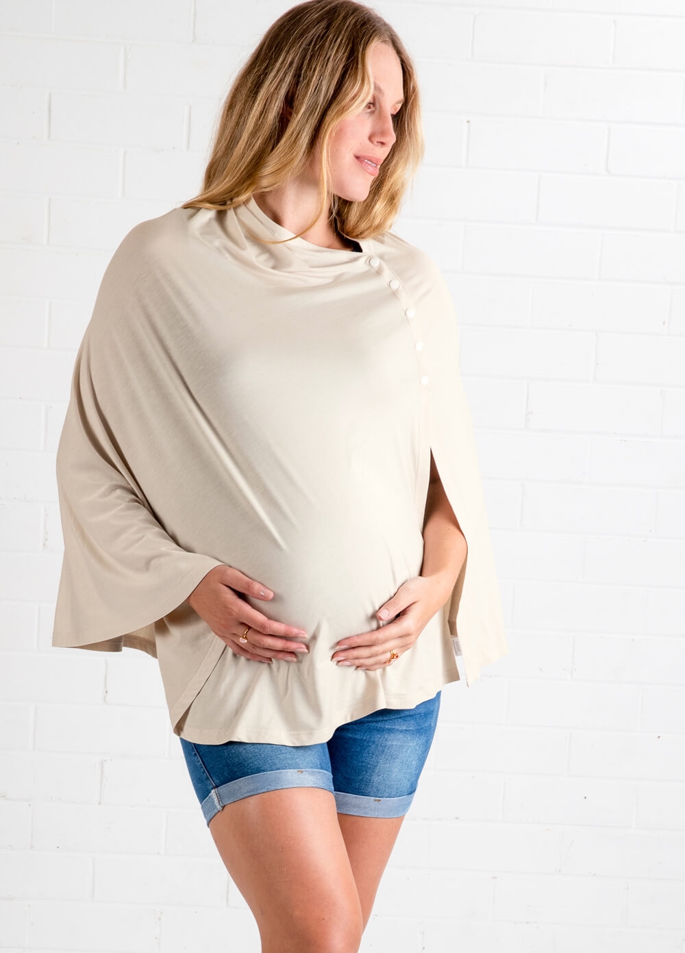 Lait & Co - Memoire Nursing Cover Shawl in Ivory | Queen Bee