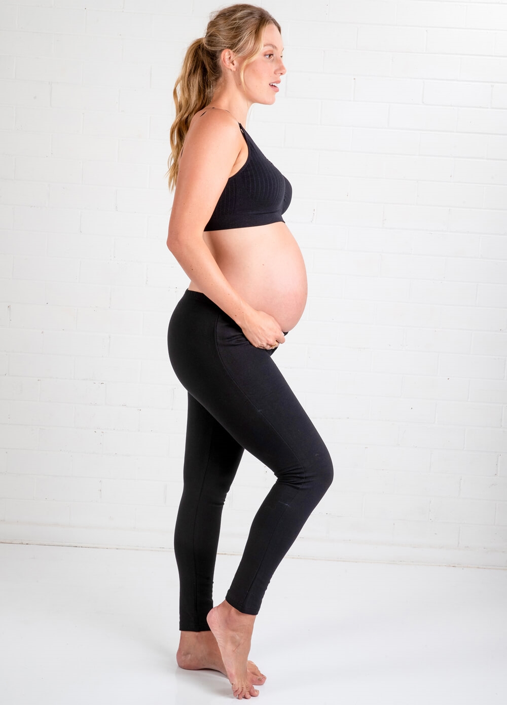 Oasis Winter Fleece Maternity Leggings in Black by Trimester