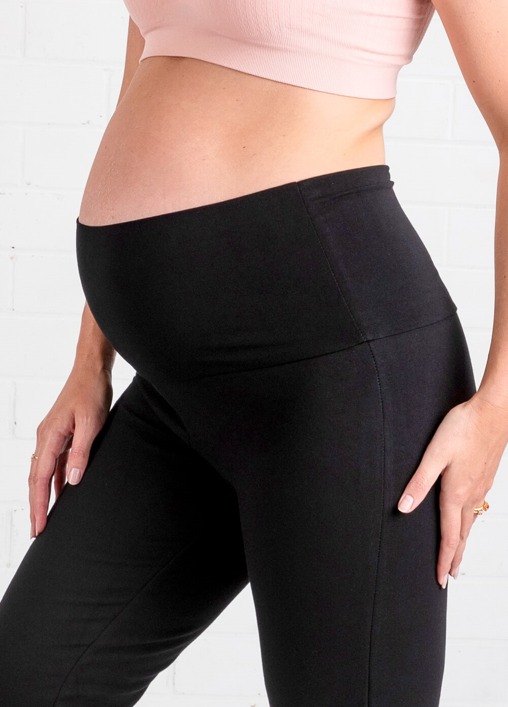 Adam Over Bump Fleece Maternity Yoga Pants in Black by Trimester