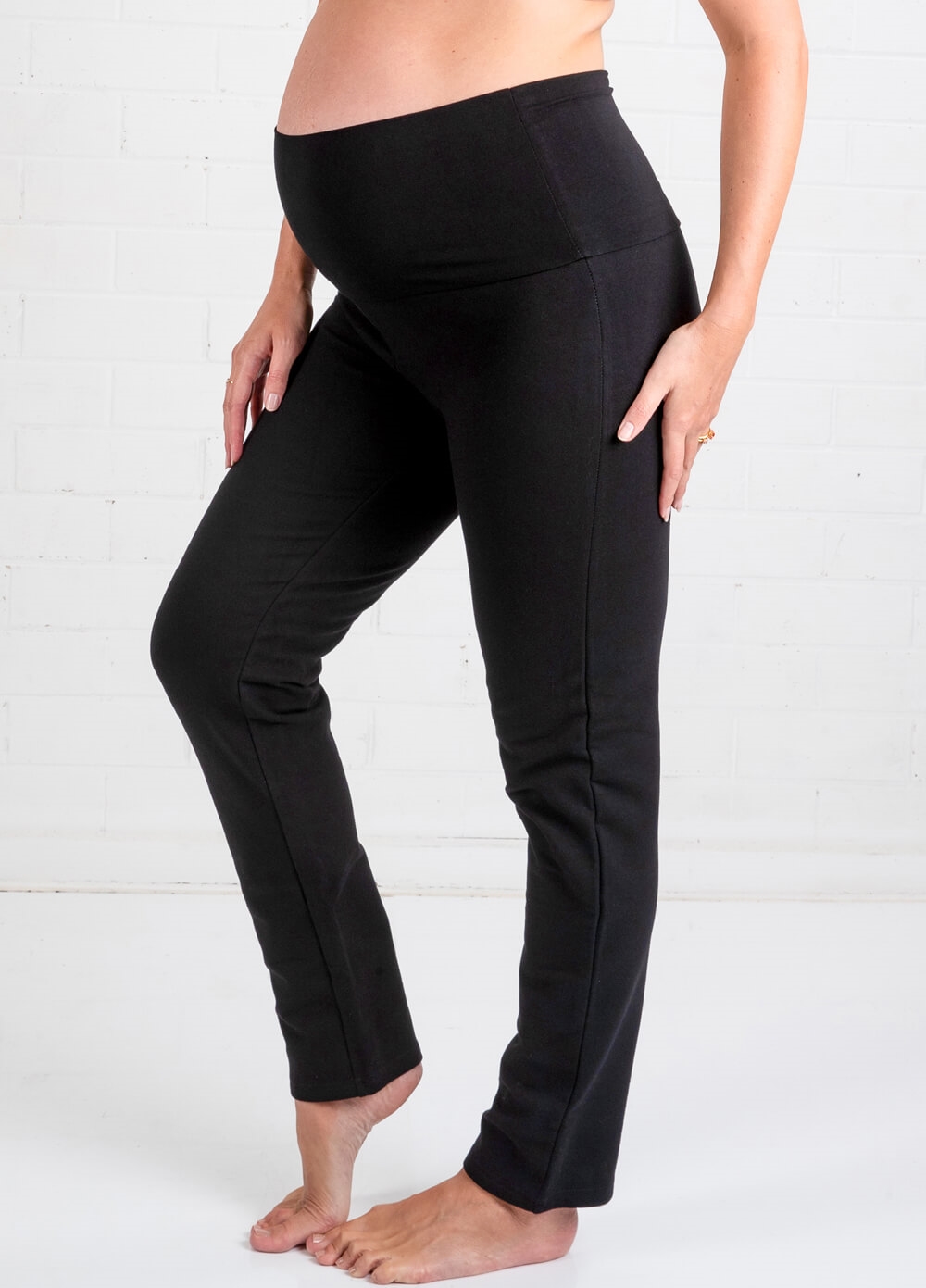 Adam Over Bump Fleece Maternity Yoga Pants in Black by Trimester