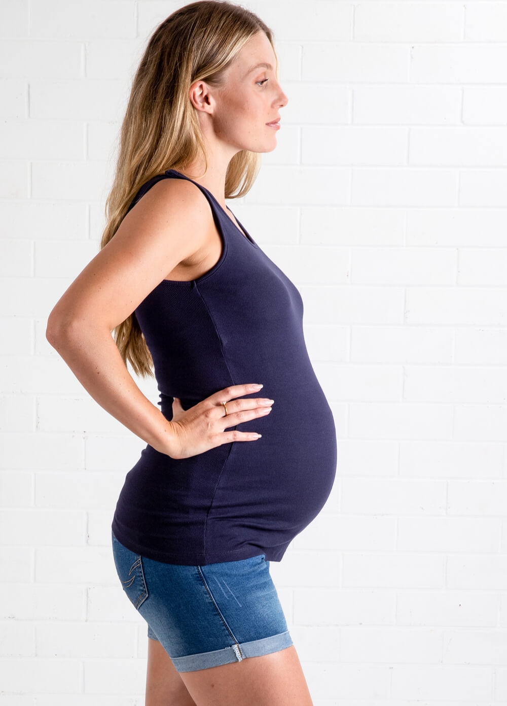 Trimester - Claire Postpartum Nursing Tank Top - Navy | Queen Bee