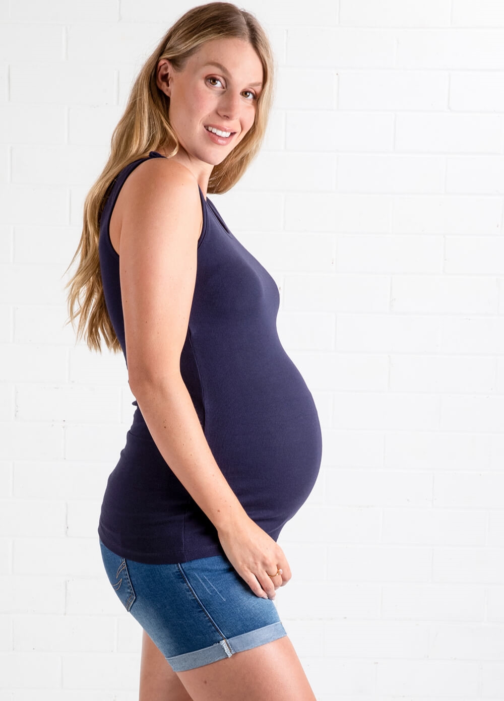 Trimester - Claire Postpartum Nursing Tank Top - Navy | Queen Bee