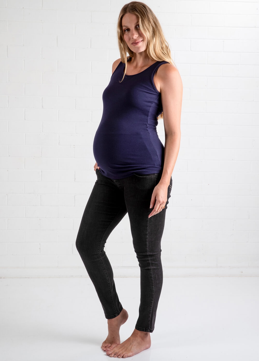 Lait & Co - Christophe Ankle Maternity Jeans in Washed Black