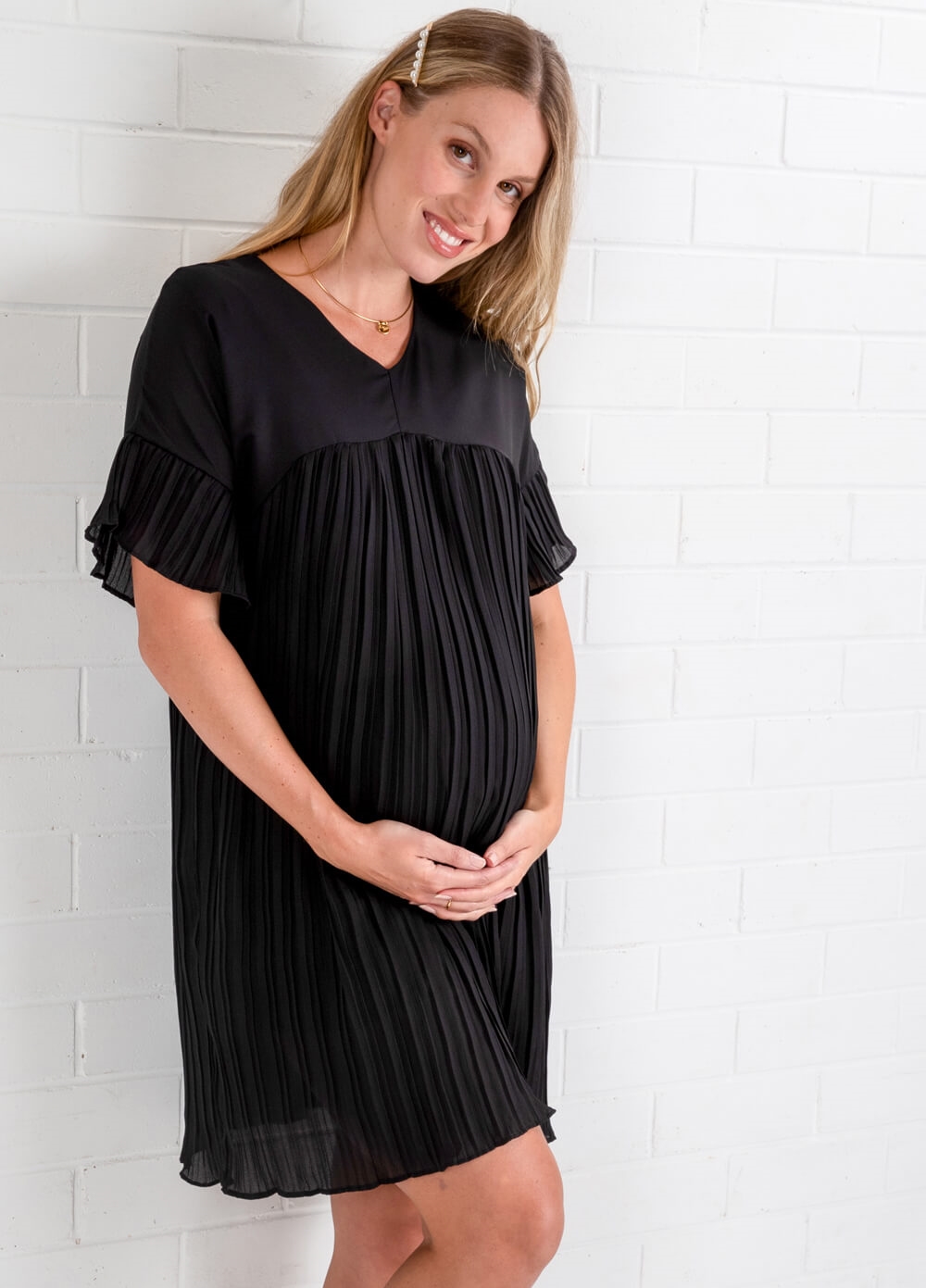 Lait & Co - Laurent Pleated Maternity Party Dress | Queen Bee