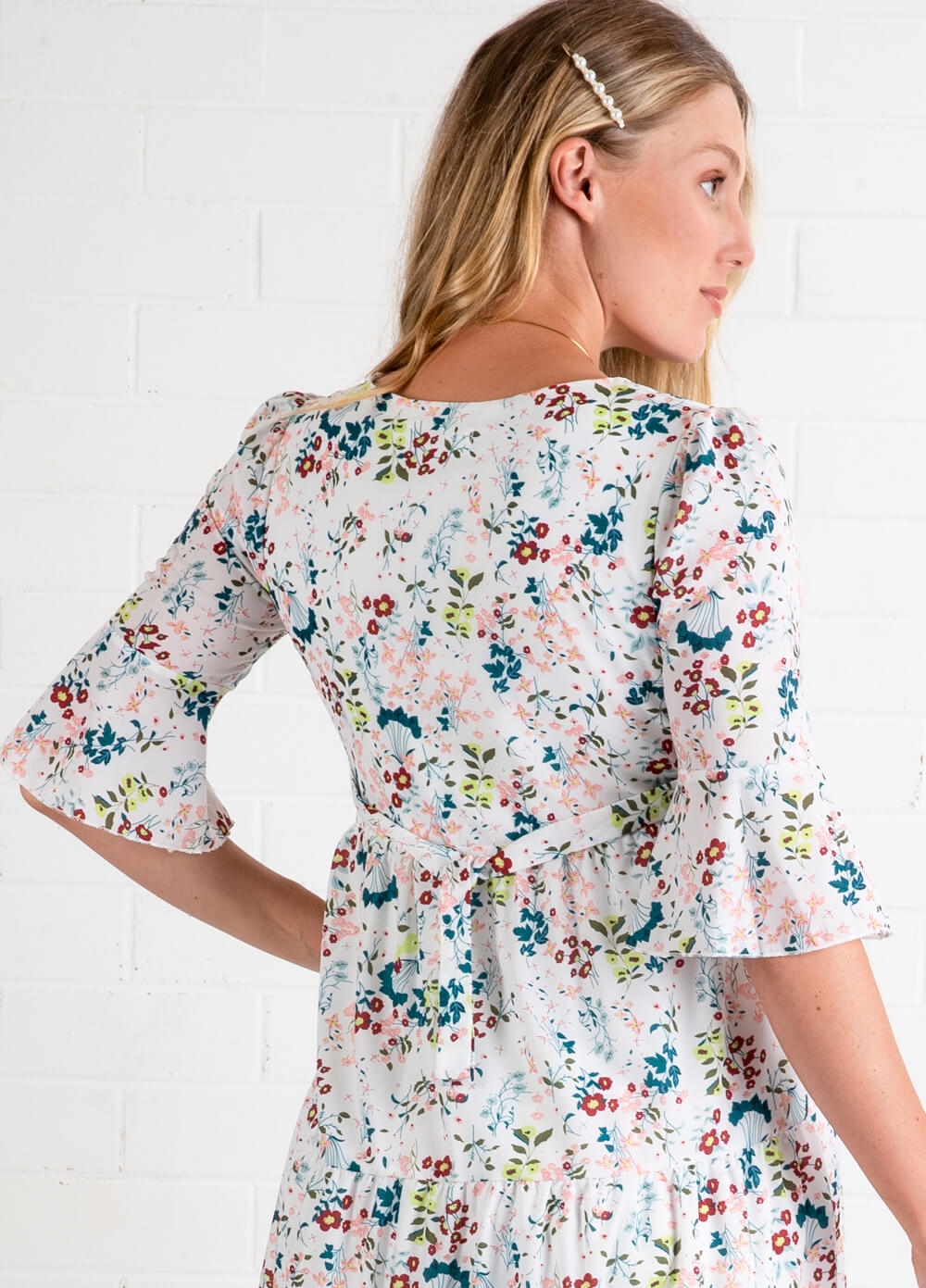 Lait & Co - Raphael Floral Tiered Maternity Midi Dress | QueenBee