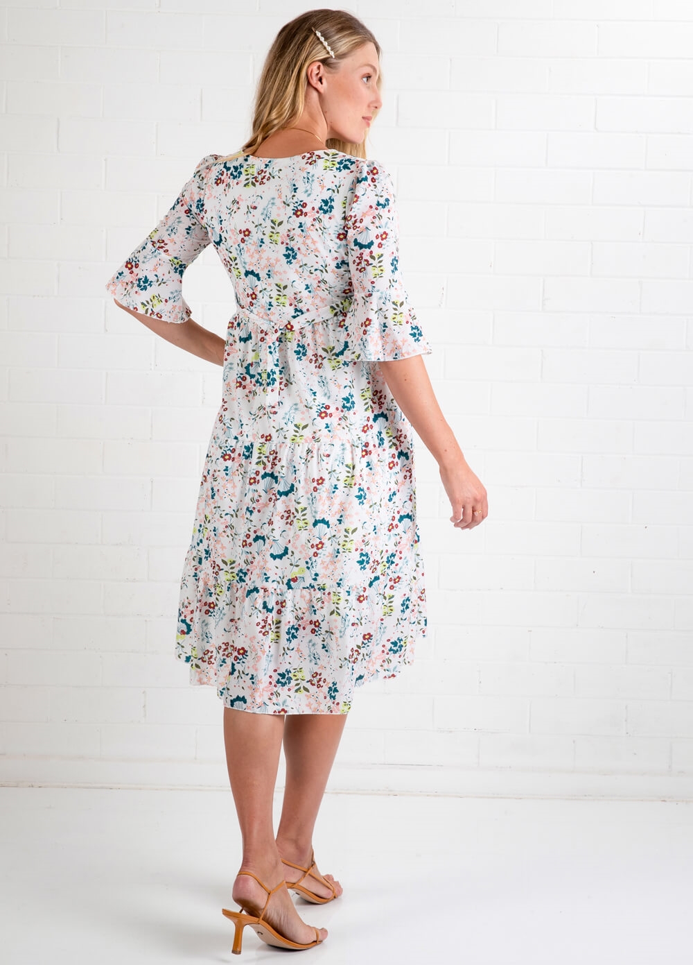 Lait & Co - Raphael Floral Tiered Maternity Midi Dress | QueenBee