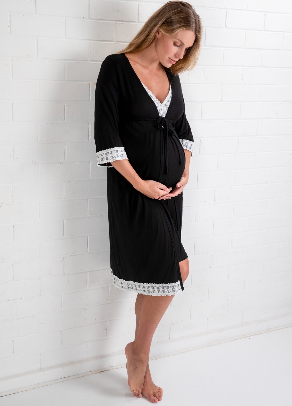 Lait & Co - Moselle Black Maternity Robe | Queen Bee