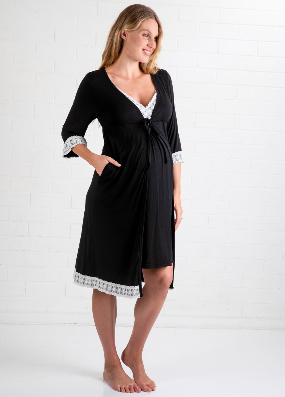 Lait & Co - Moselle Black Maternity Robe | Queen Bee