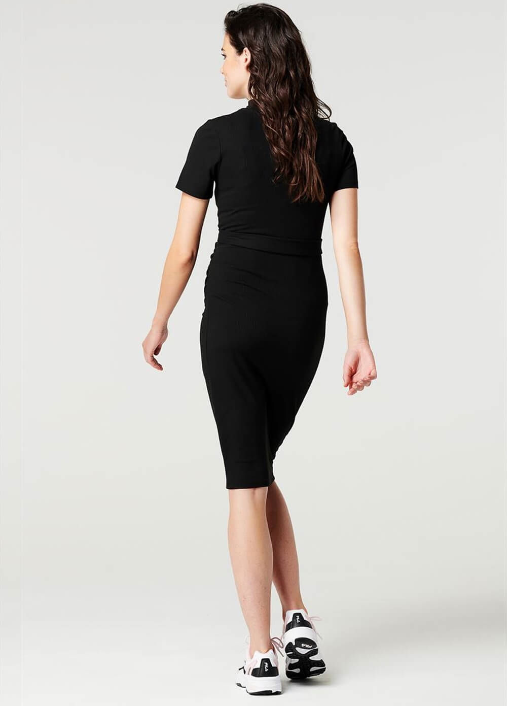 Supermom - Belted Ribbed Black Maternity Dress | Queen Bee