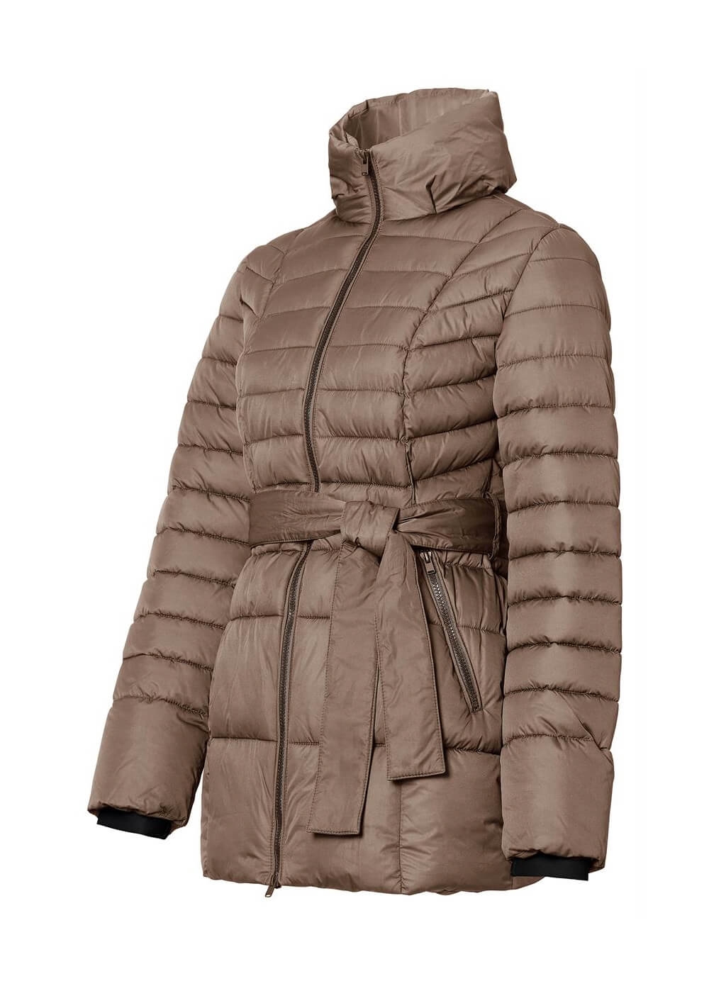 Noppies - Bradford Quilted Winter Maternity Coat w Belt in Coffee