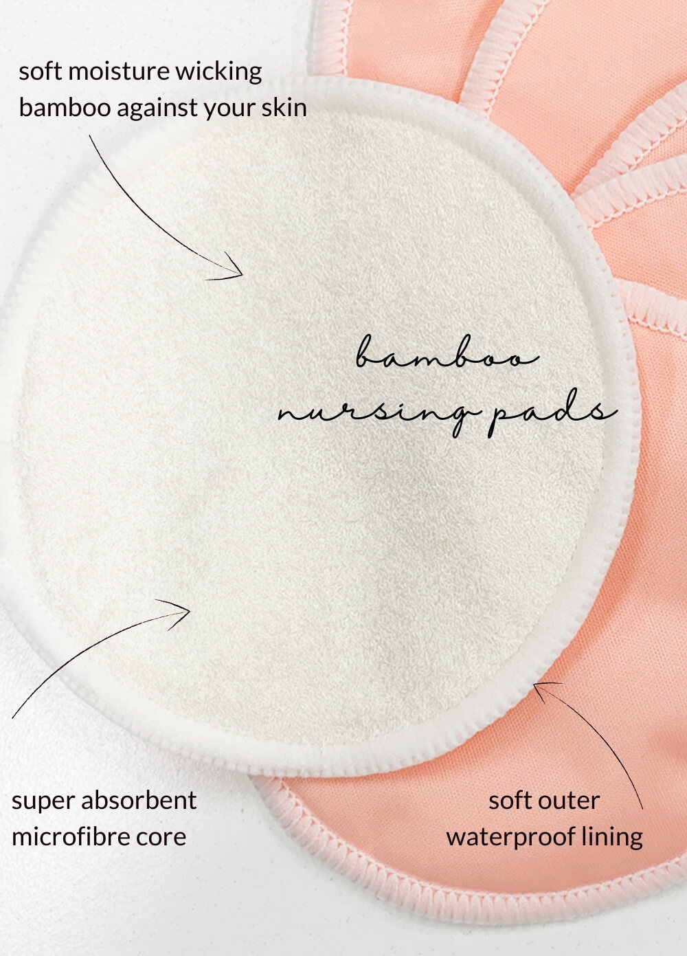 Resuable Bamboo Breast Pads (3 Pairs) in Pink - Queen Bee