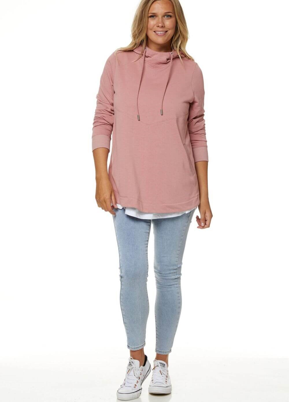 Bae - Softer Side Zip Maternity Hoodie in Pomegranate | Queen Bee