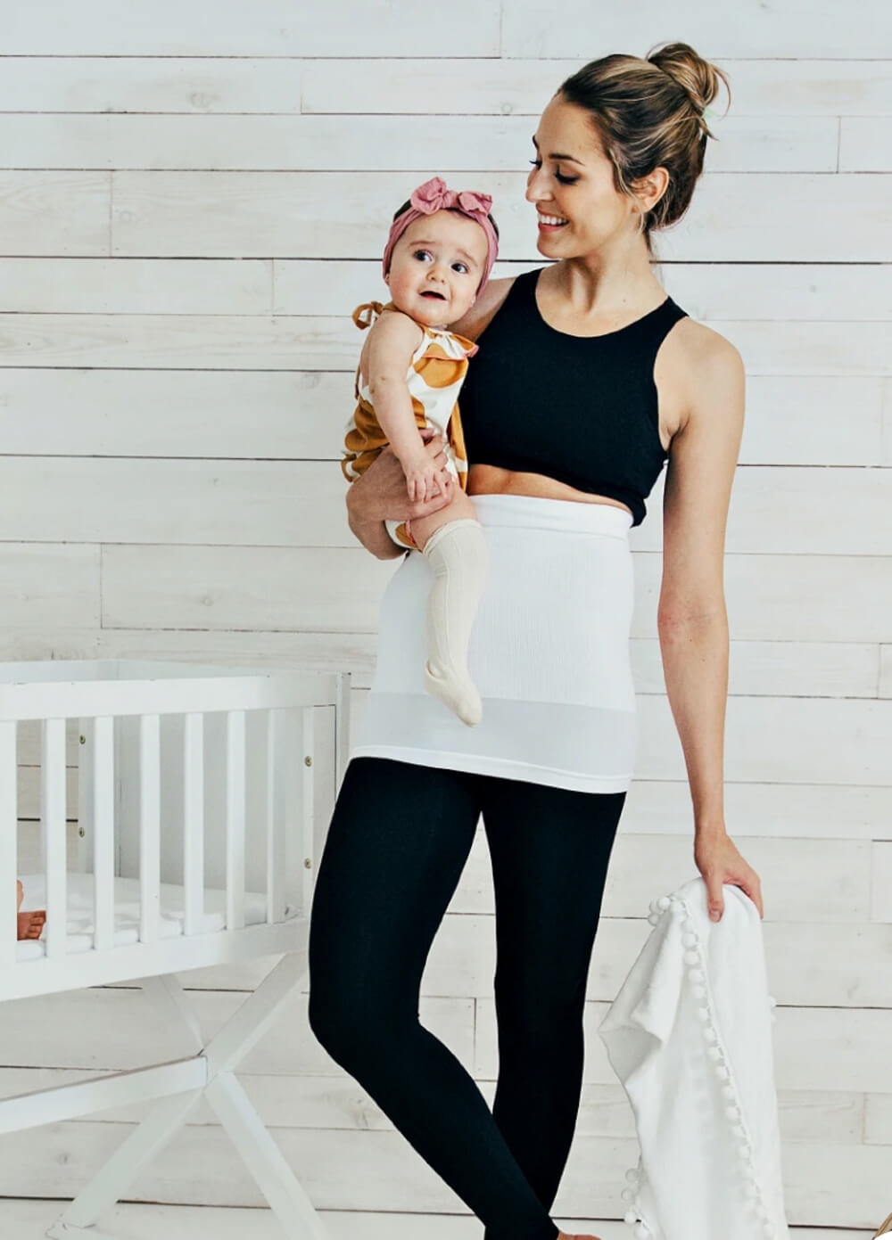 Built-in Support Maternity Belly Band in White by Blanqi