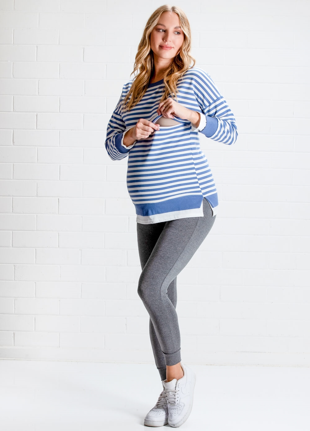 Lait & Co - Alodie Nursing Sweater in Blue Stripes | Queen Bee