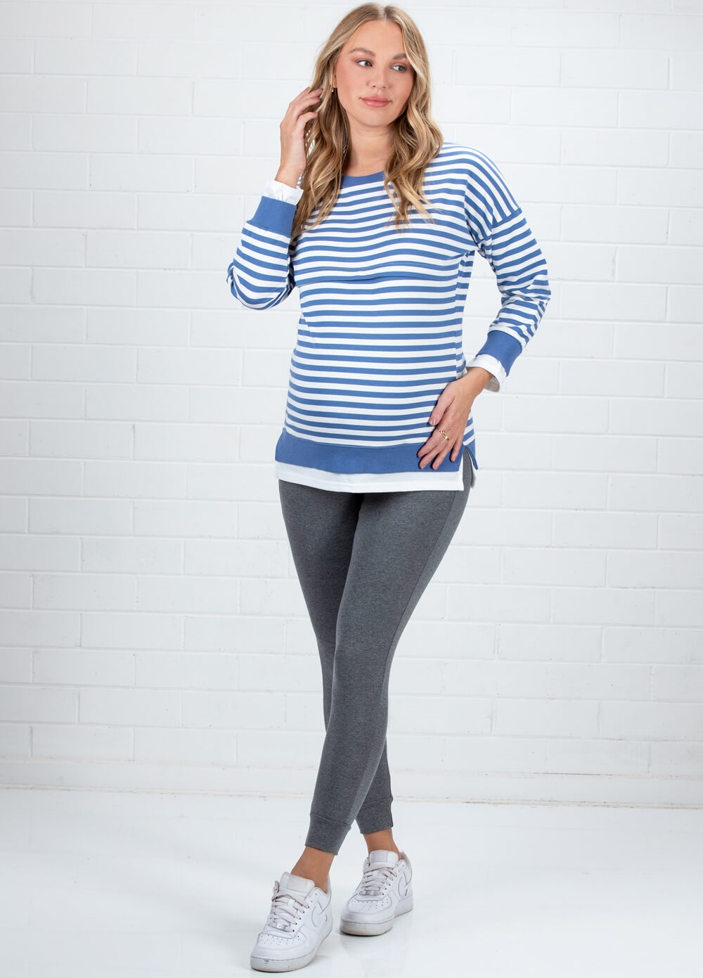 Lait & Co - Alodie Nursing Sweater in Blue Stripes | Queen Bee