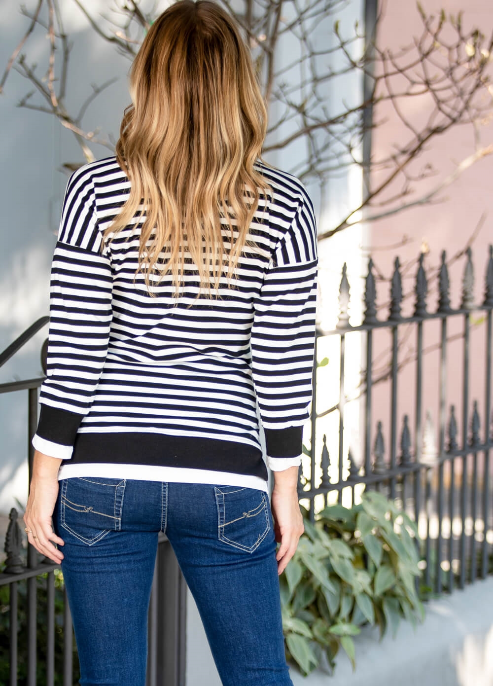 Lait & Co - Alodie Nursing Sweater in Black Stripes | Queen Bee