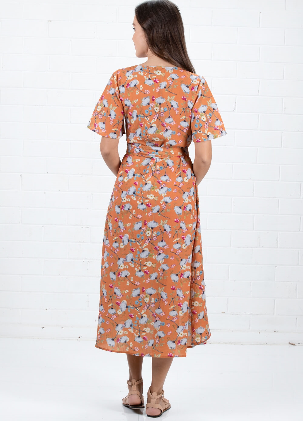 Mothercot - Mustard Floral Wrap Maternity Nursing Dress