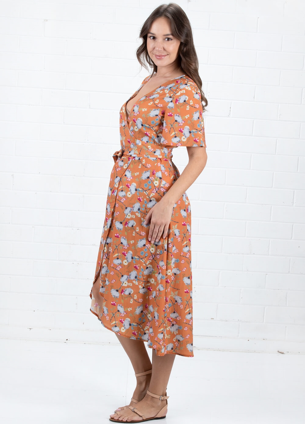 Mothercot - Mustard Floral Wrap Maternity Nursing Dress