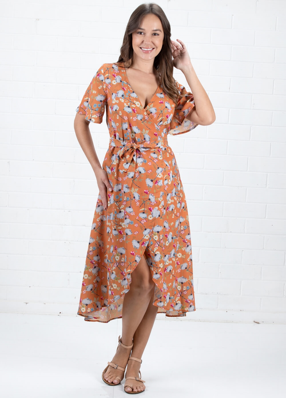 Mothercot - Mustard Floral Wrap Maternity Nursing Dress