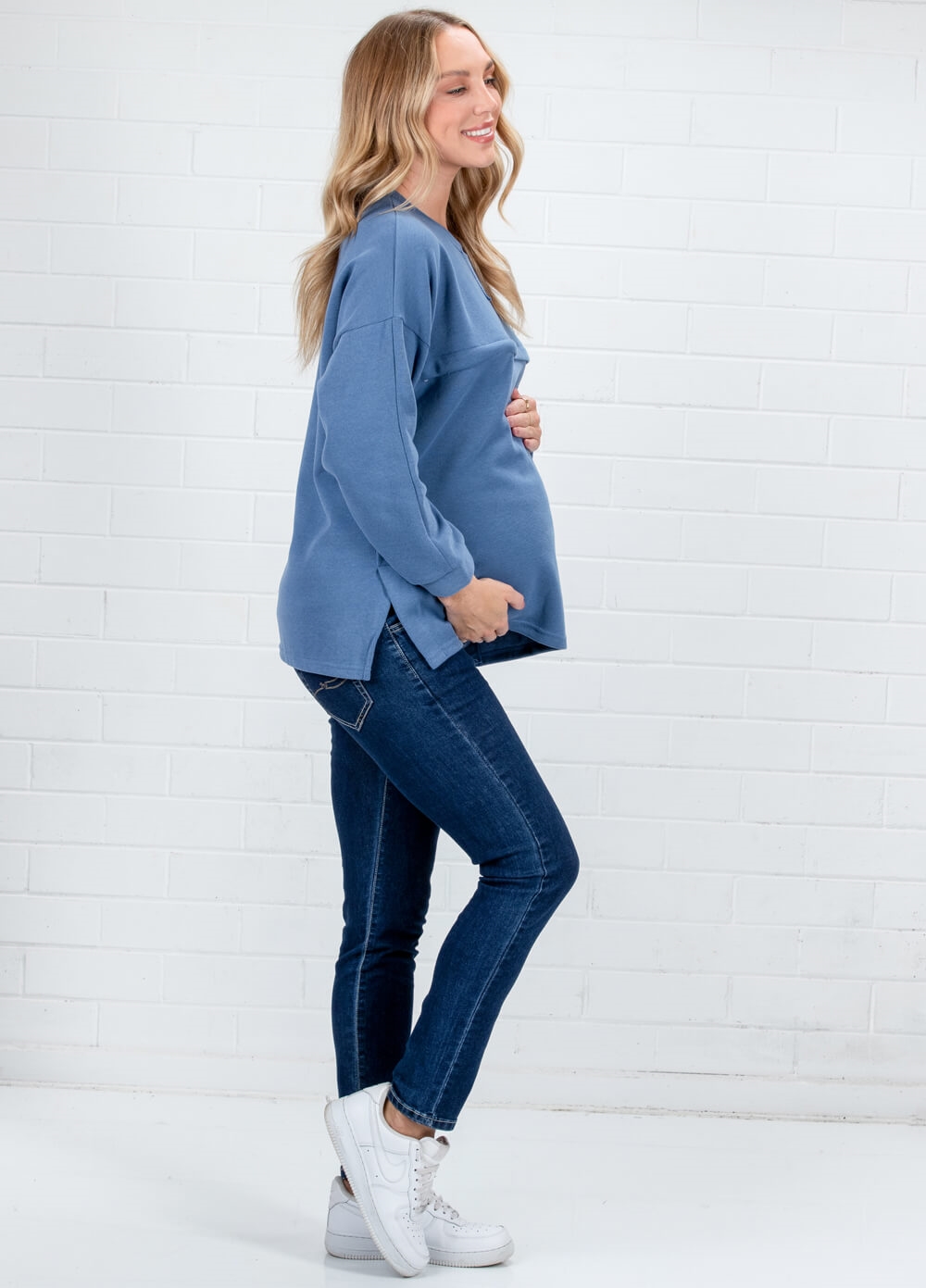 Lait & Co - Estelle Ribbed Maternity Nursing Jumper in Blue