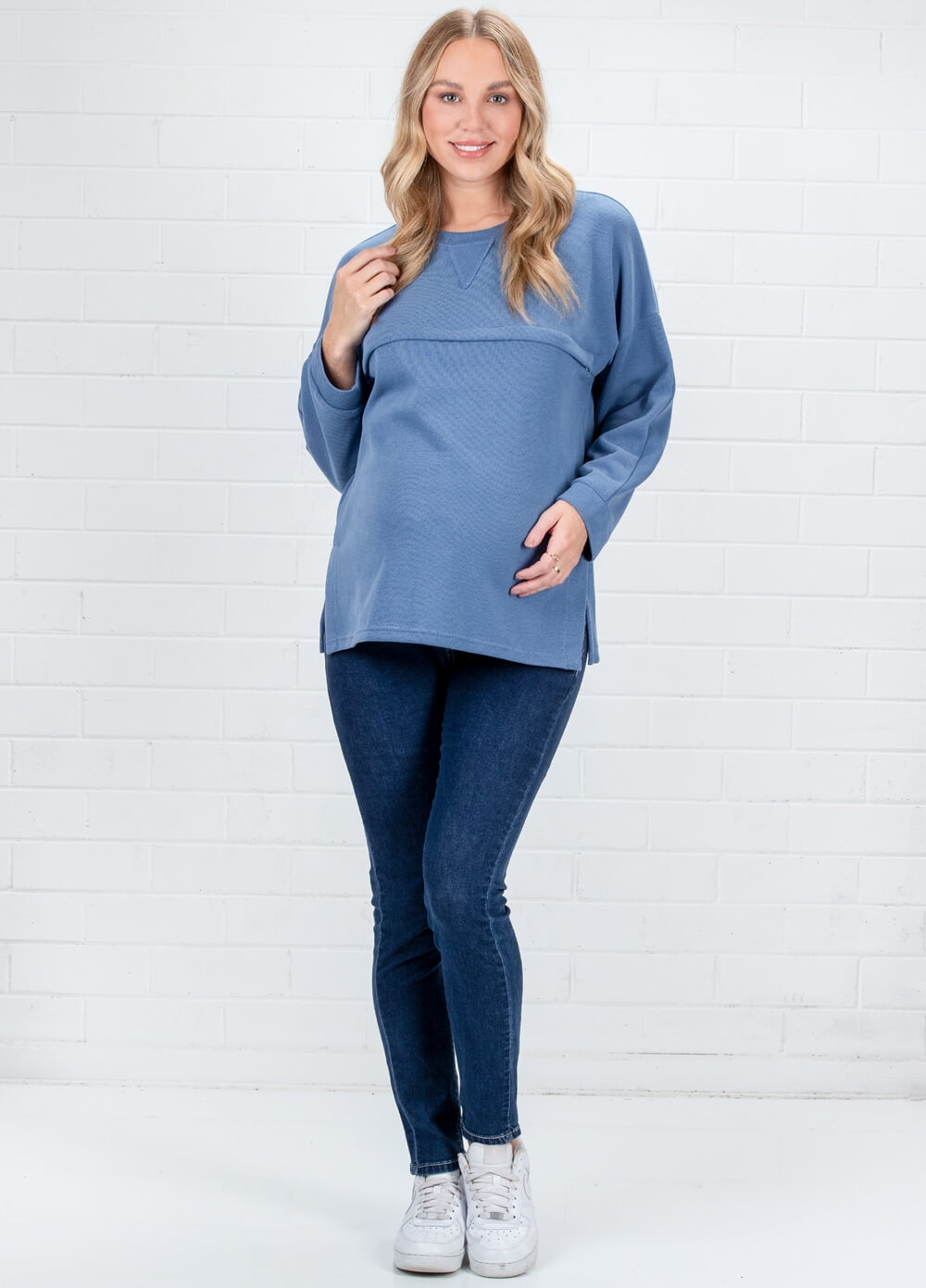 Lait & Co - Estelle Ribbed Maternity Nursing Jumper in Blue