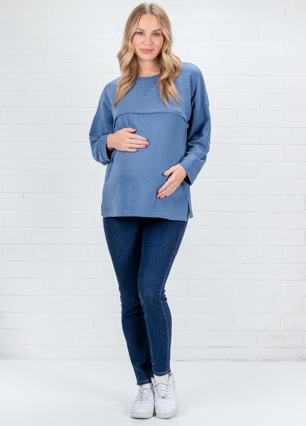 Lait & Co - Estelle Ribbed Maternity Nursing Jumper in Blue