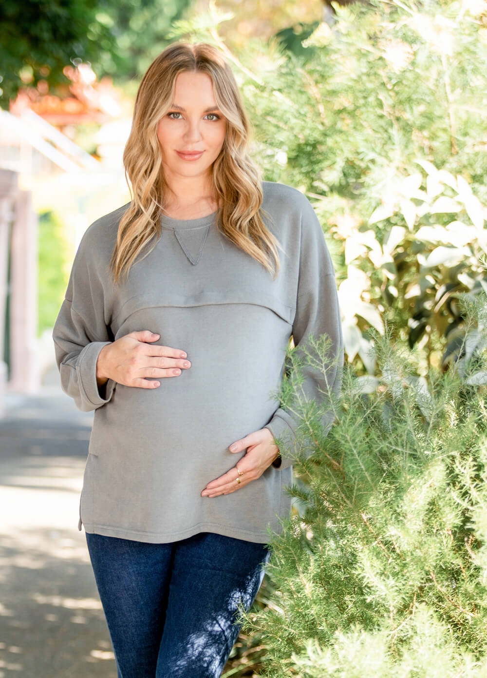 Lait & Co - Estelle Ribbed Maternity Nursing Jumper in Khaki