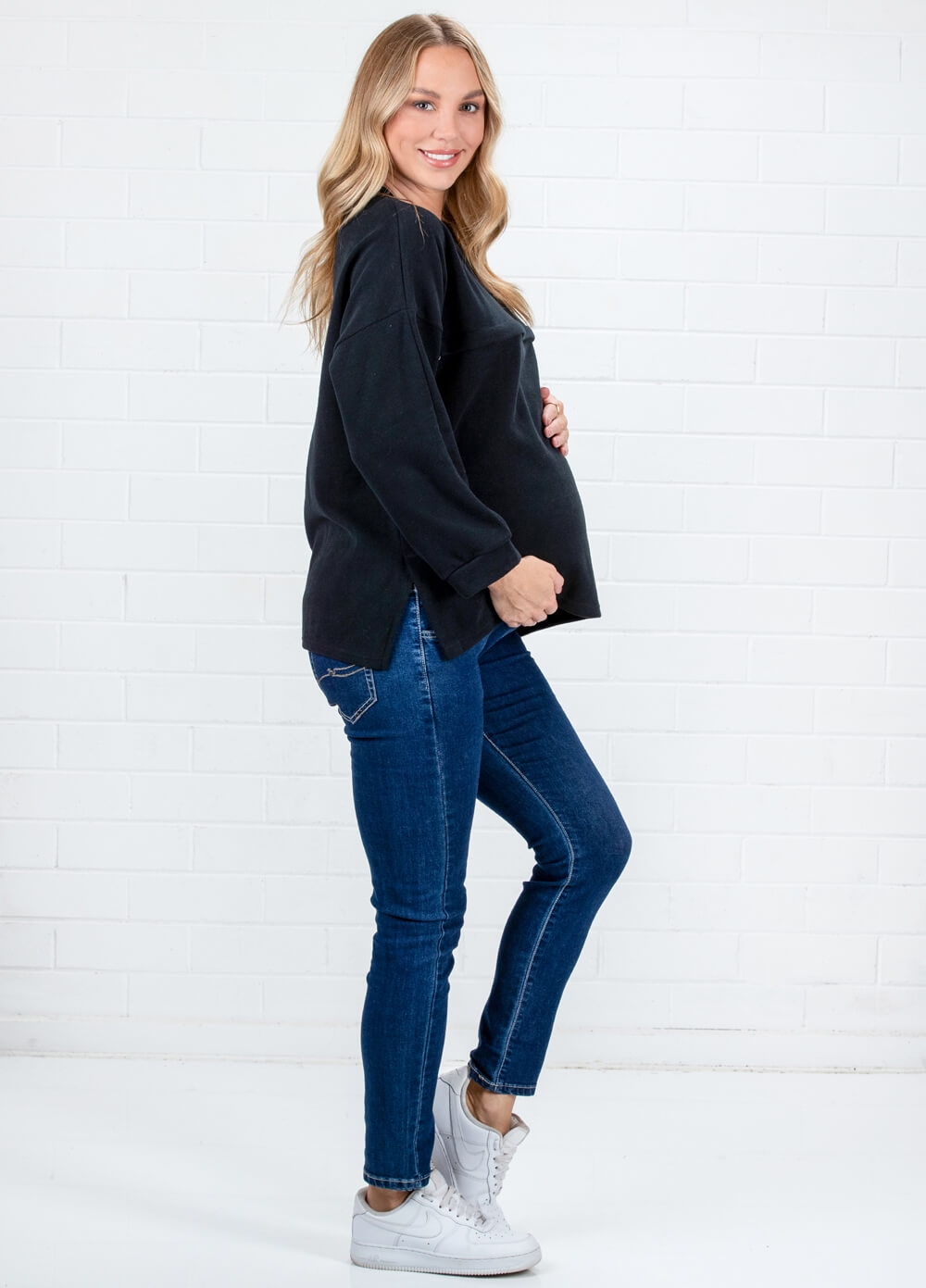 Lait & Co - Estelle Ribbed Maternity Nursing Jumper in Black