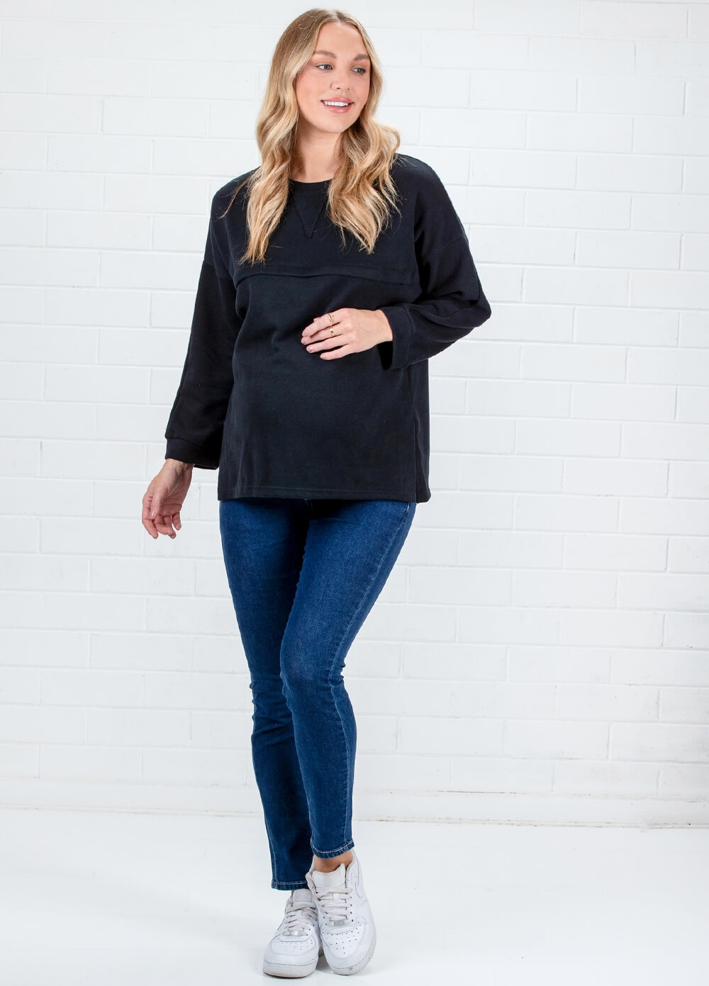 Lait & Co - Estelle Ribbed Maternity Nursing Jumper in Black