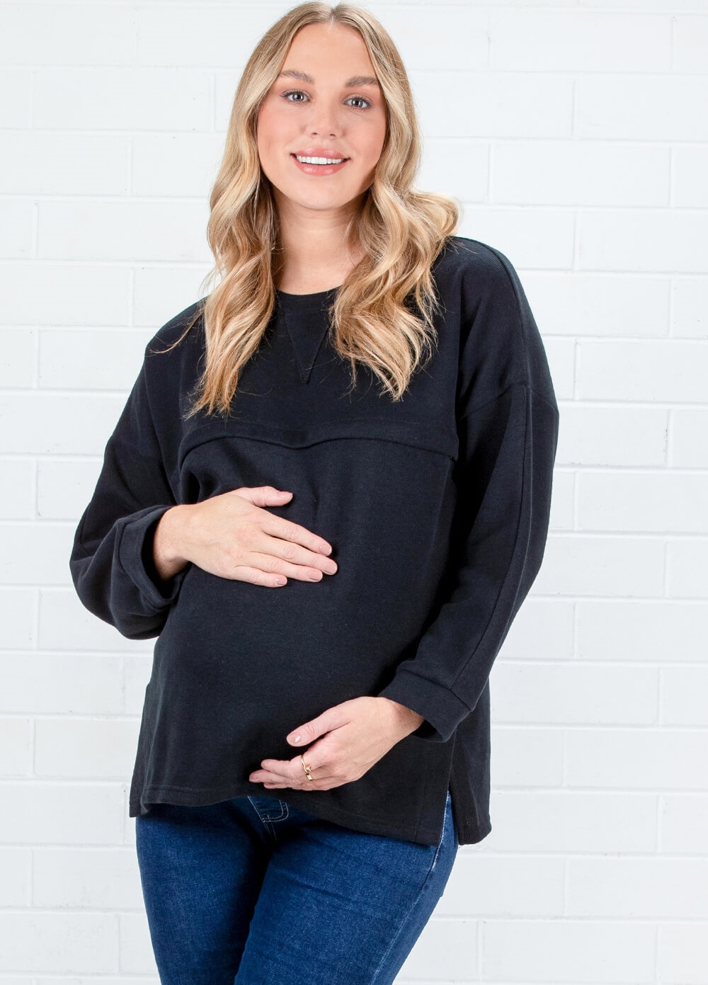 Lait & Co - Estelle Ribbed Maternity Nursing Jumper in Black