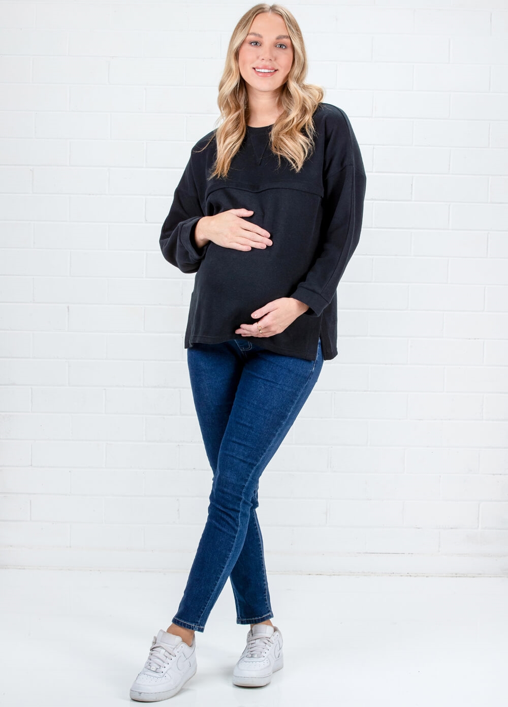 Lait & Co - Estelle Ribbed Maternity Nursing Jumper in Black