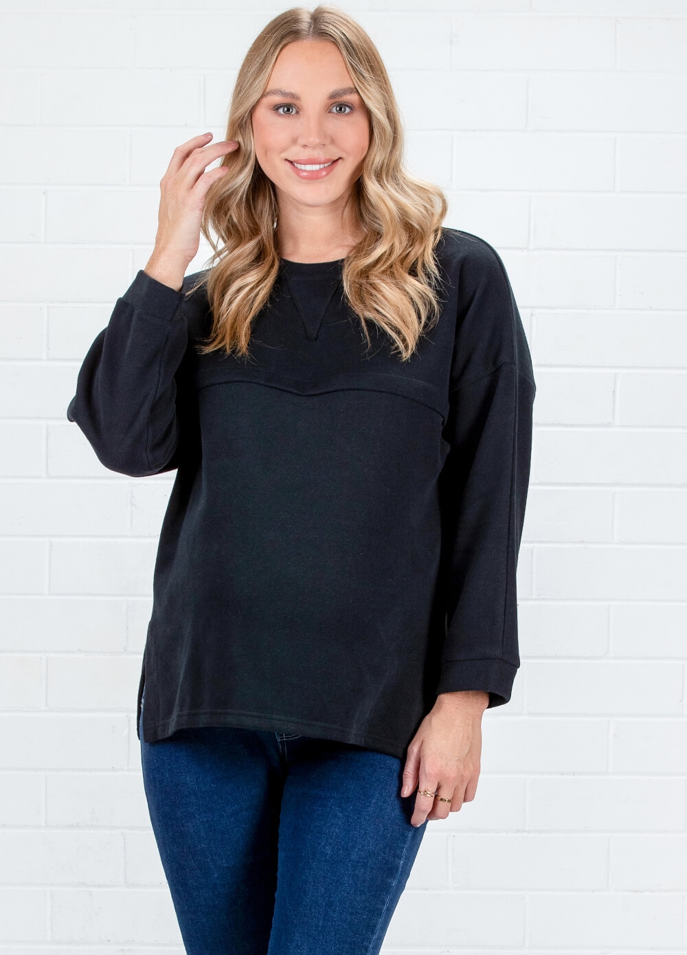 Lait & Co - Estelle Ribbed Maternity Nursing Jumper in Black