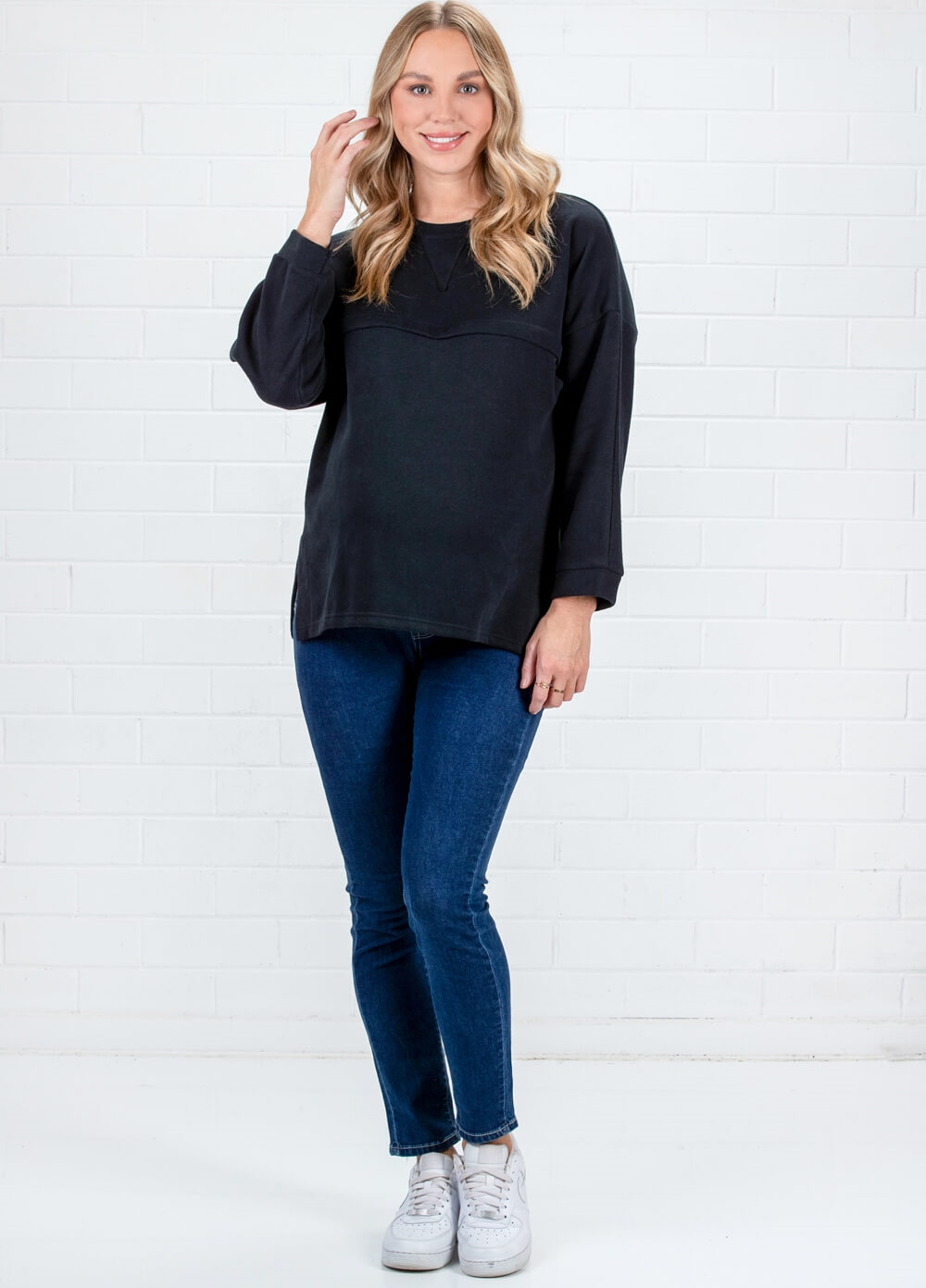 Lait & Co - Estelle Ribbed Maternity Nursing Jumper in Black