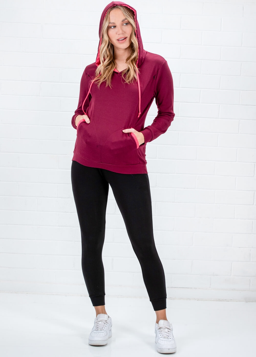 Lait & Co - Zurie Brushed Maternity Nursing Hoodie in Red