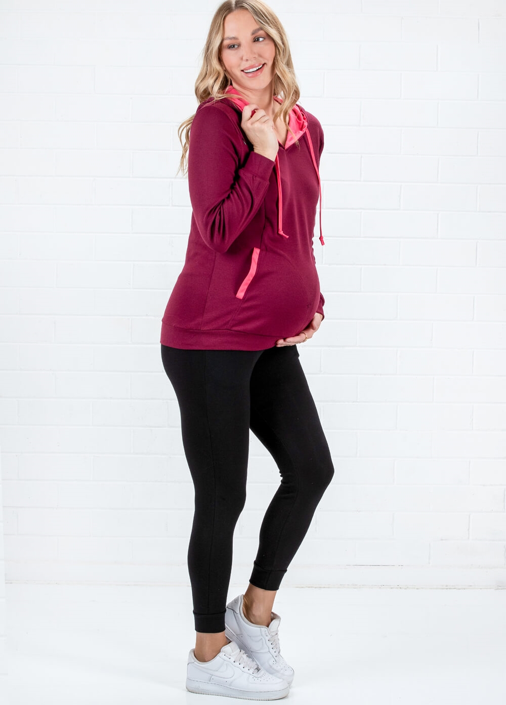 Lait & Co - Zurie Brushed Maternity Nursing Hoodie in Red