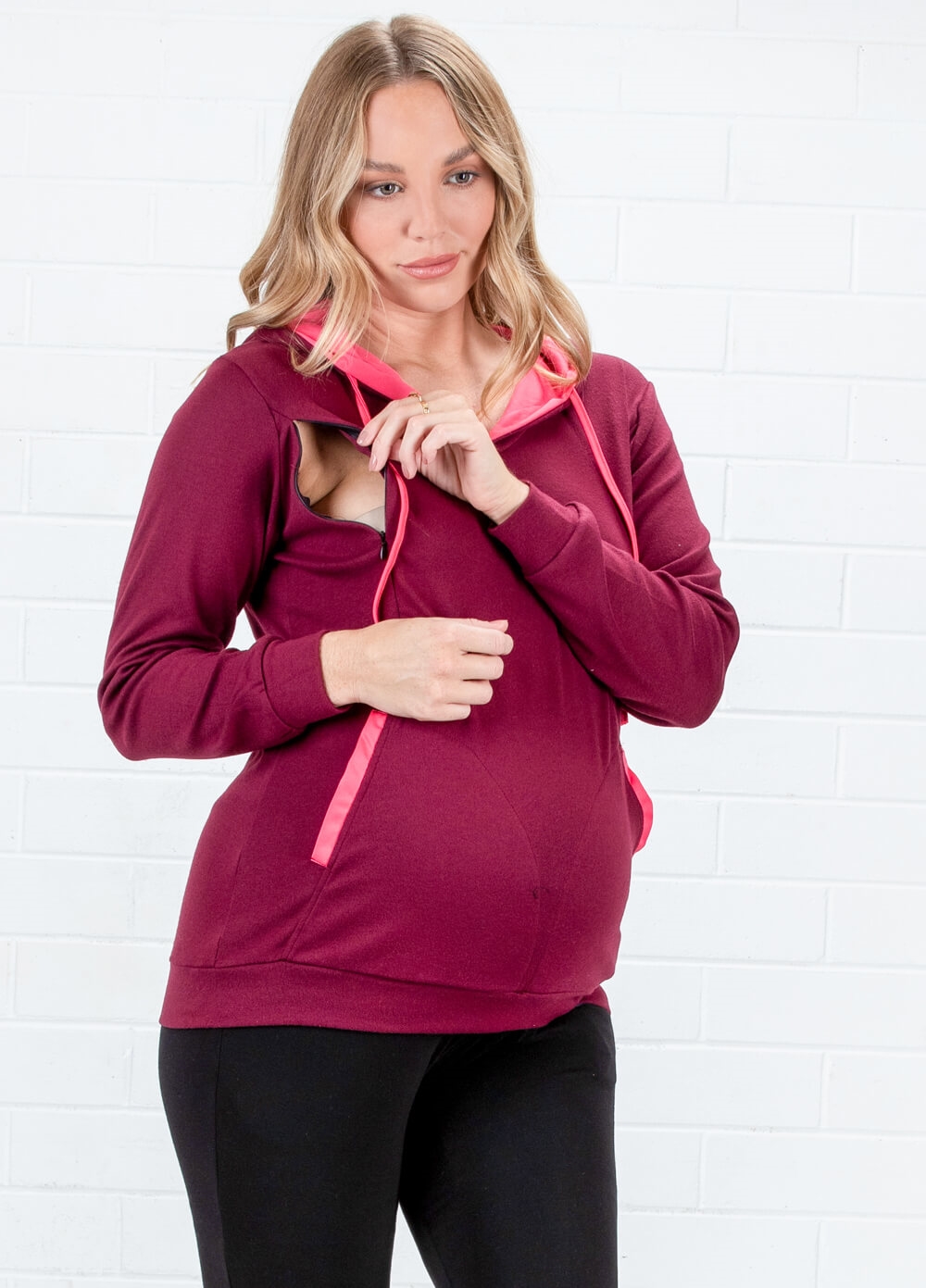 Lait & Co - Zurie Brushed Maternity Nursing Hoodie in Red