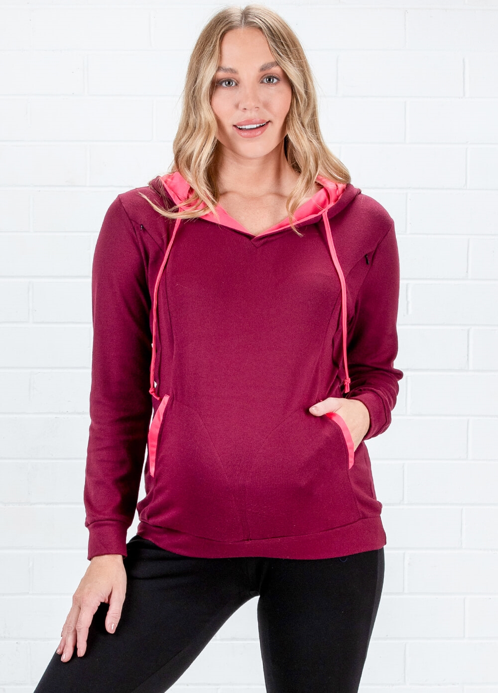 Lait & Co - Zurie Brushed Maternity Nursing Hoodie in Red