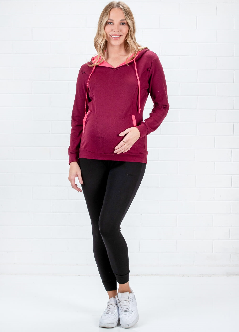 Lait & Co - Zurie Brushed Maternity Nursing Hoodie in Red
