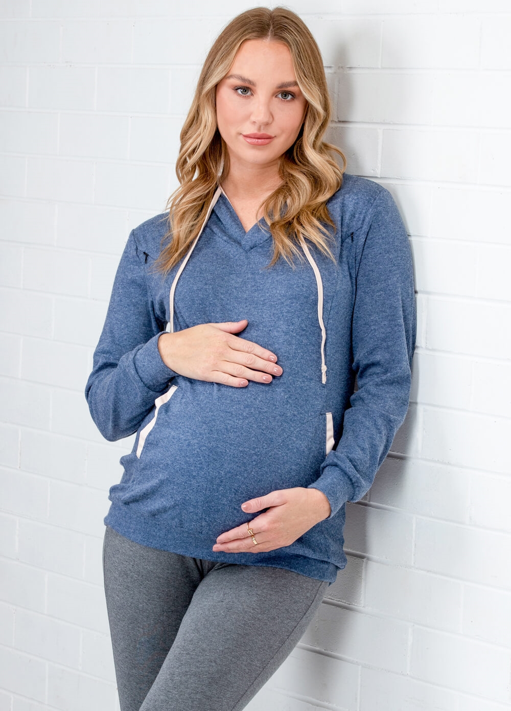 Lait & Co - Zurie Brushed Maternity Nursing Hoodie in Navy
