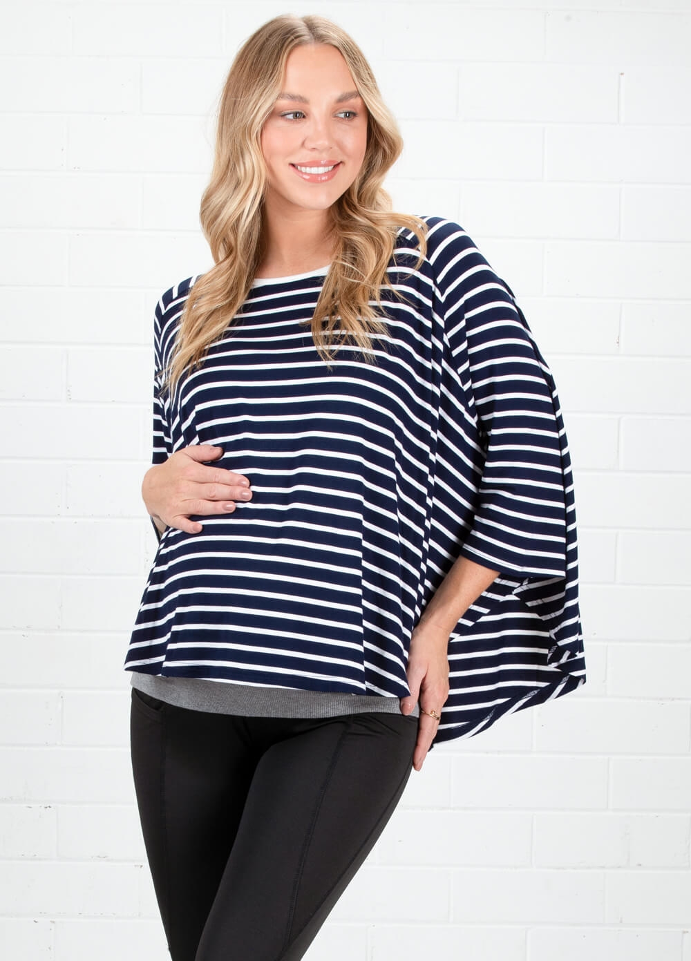 Lait & Co - Zilia Breastfeeding Cover in Navy Stripes | Queen Bee
