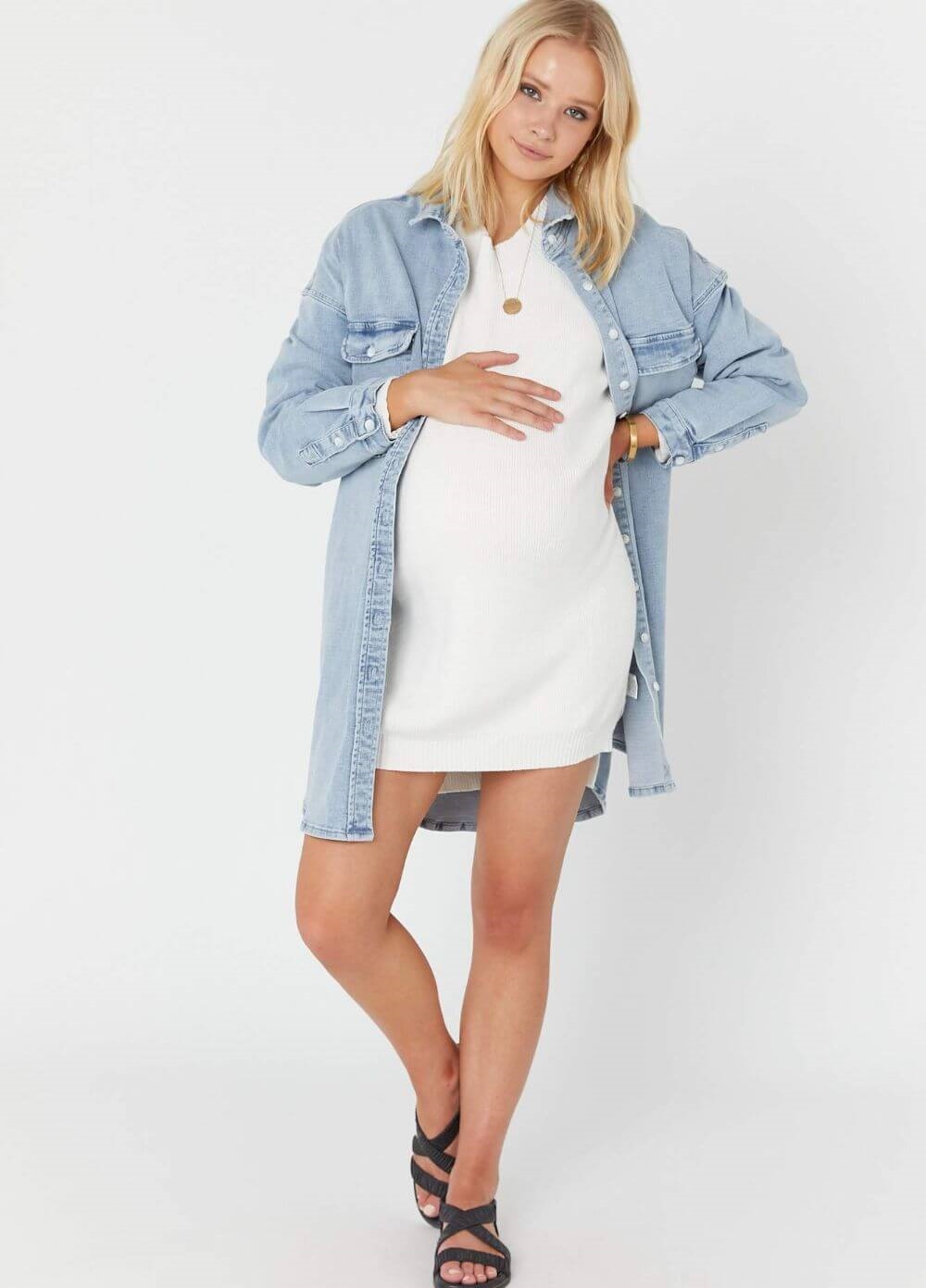 Legoe - Drifter Maternity Knit Dress in Off White | Queen Bee