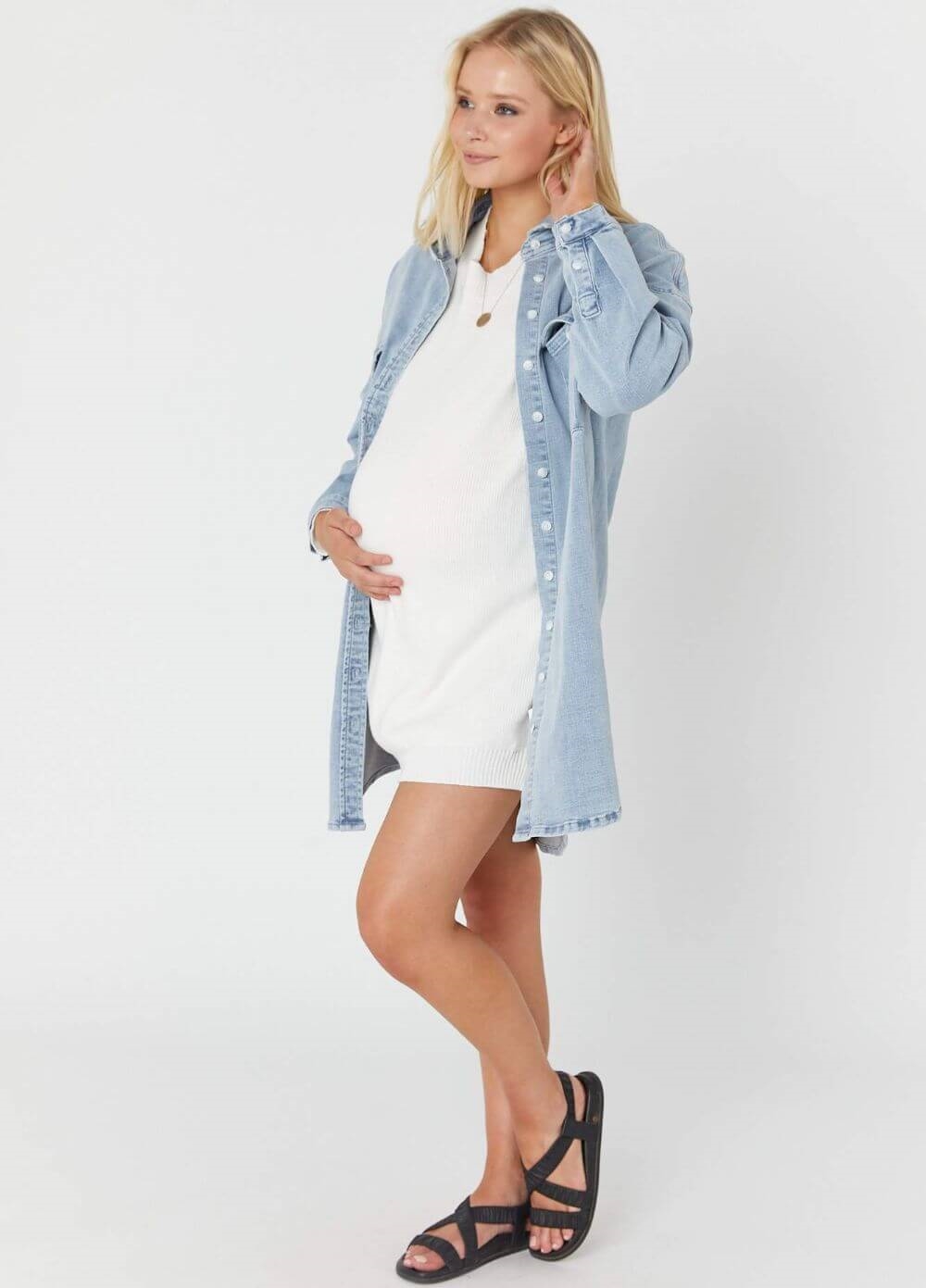 Legoe - Drifter Maternity Knit Dress in Off White | Queen Bee