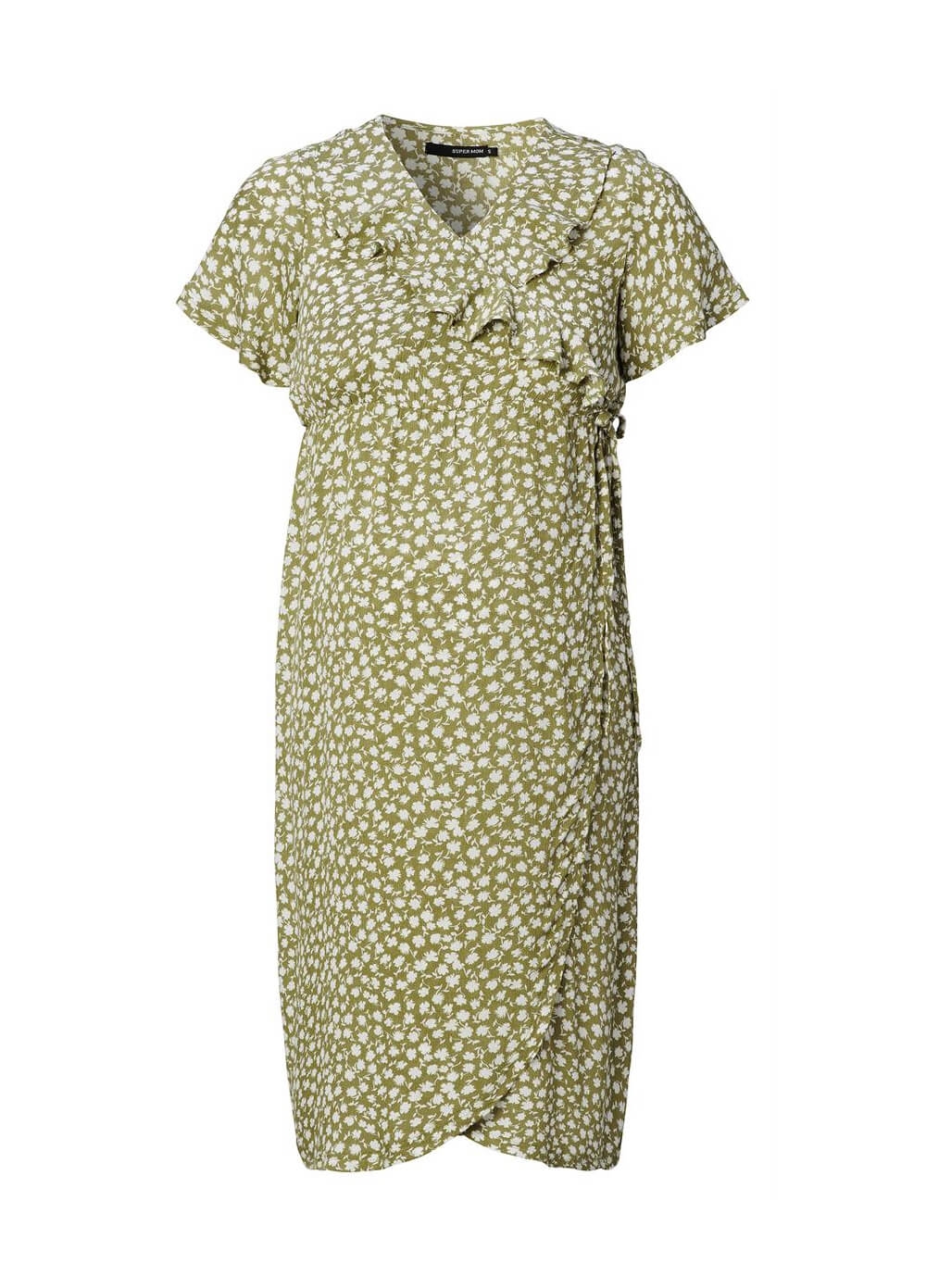 Supermom Olive Floral Maternity Nursing Wrap Dress Queen Bee