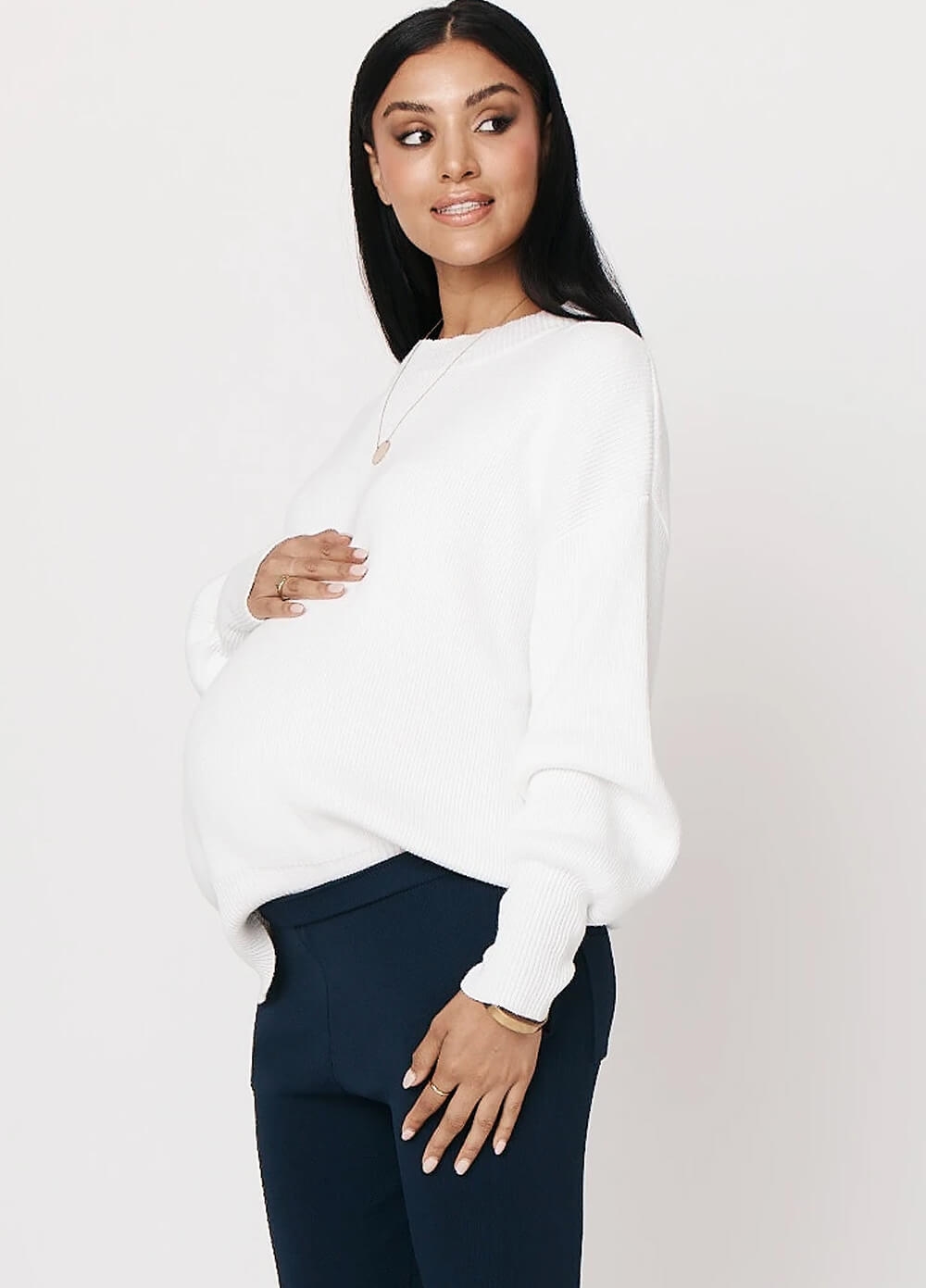 Legoe - Euphoria Maternity Knit Jumper in White | Queen Bee