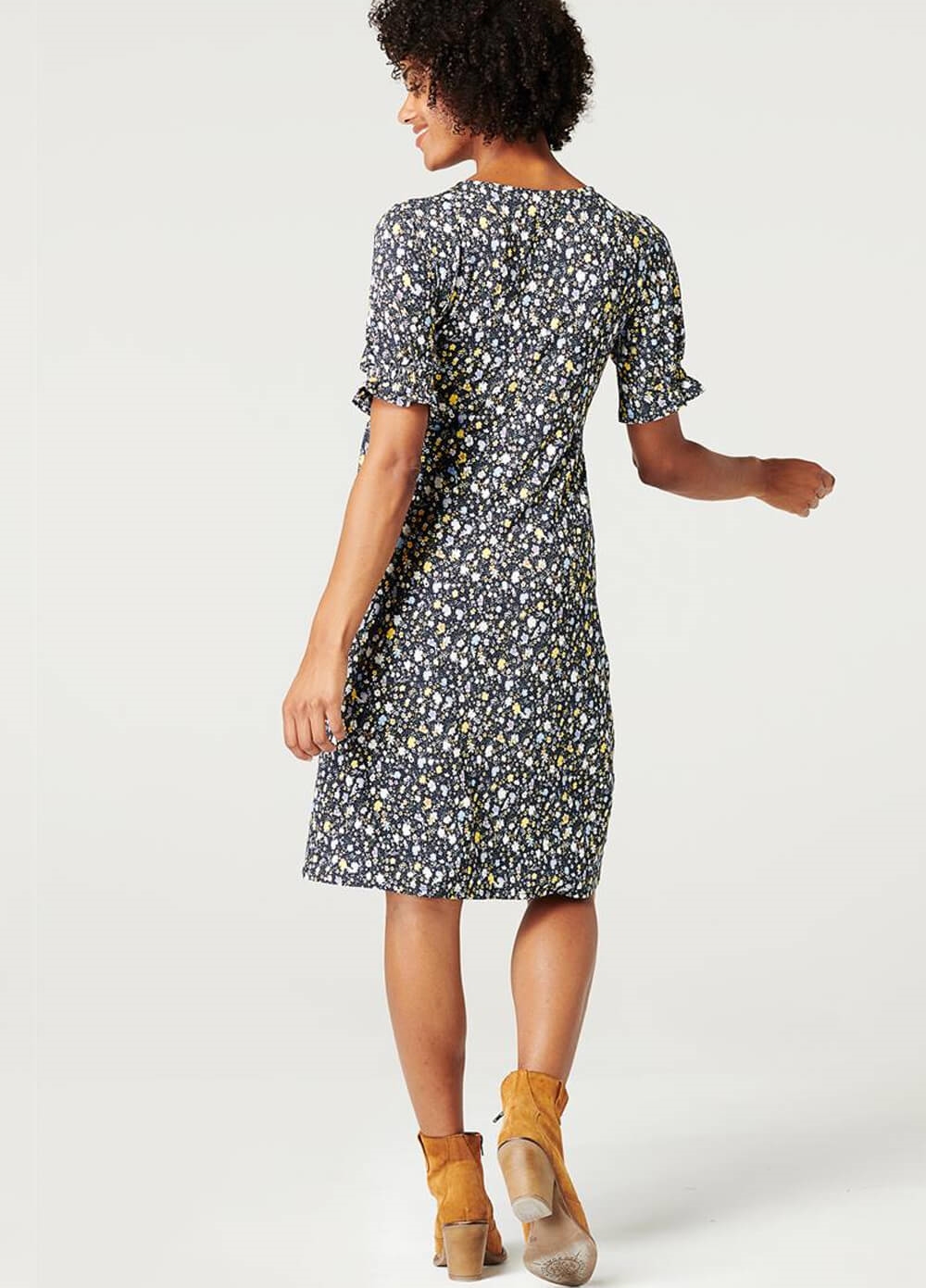 Esprit - Puff Sleeve Floral Maternity Nursing Dress | Queen Bee