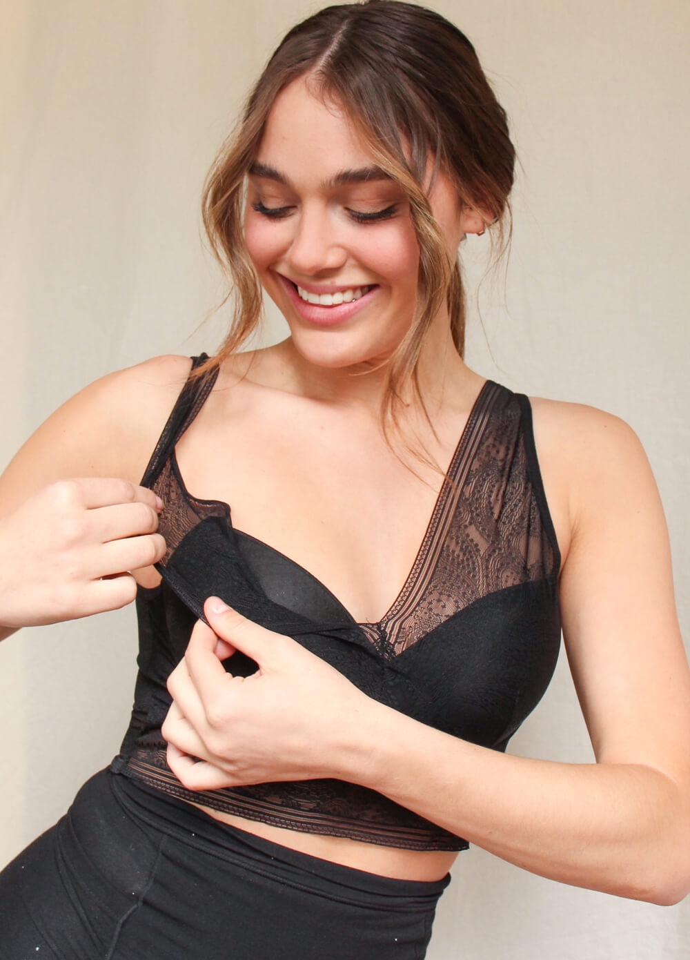 Queen Bee - Selena Maternity Lace Bralette in Black