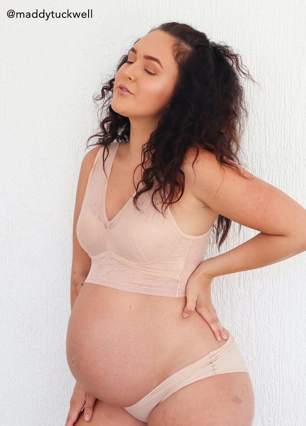 Queen Bee - Selena Maternity Lace Bralette in Nude